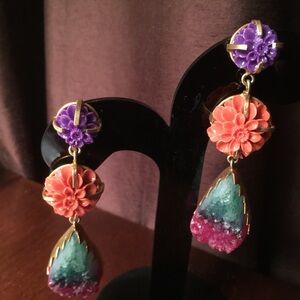 Colorful Floral Drop Earrings